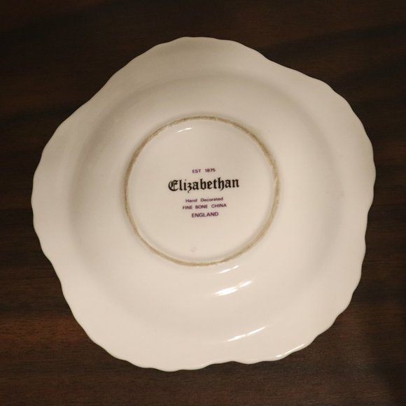 Floral Pentagonal Elizabethan Hand Decorated Fine Bone China England Dish Plate - Picture 5 of 5